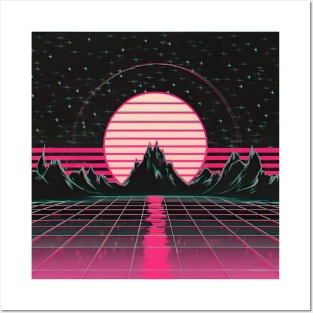 Synthwave sun Posters and Art